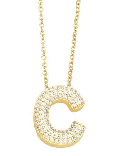 C Brass Cubic Zirconia Letter Trend Necklace