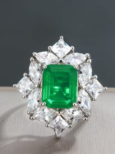 Emerald Ring Copper Cubic Zirconia Flower Statement Statement Ring