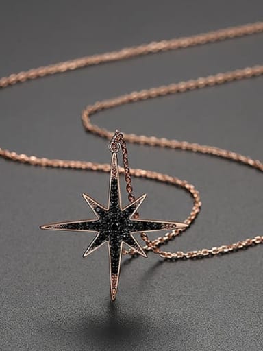 Gun black t10c25 Copper Cubic Zirconia  Minimalist  Rice-shaped pendant Necklace