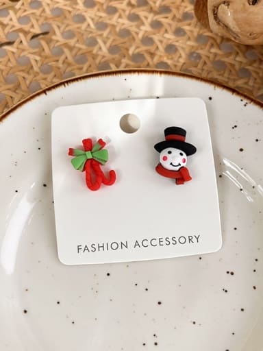 D Candy snowman Alloy Multi Color Enamel Christmas Seris Cute Stud Earring