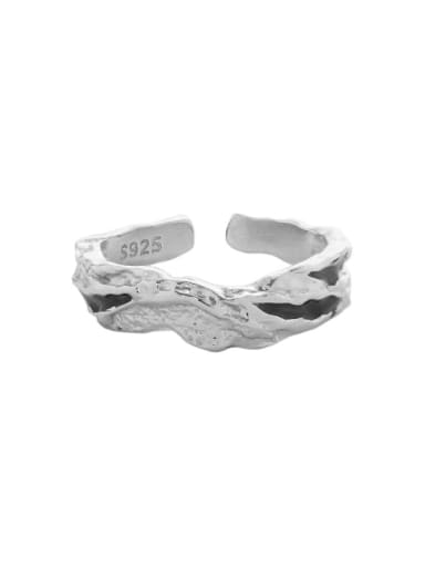 Hjz1797 [model B black] 925 Sterling Silver Enamel Irregular Vintage Band Ring
