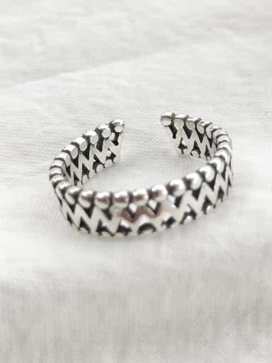 925 Sterling Silver Twist WW  Vintage Free Size Band Ring