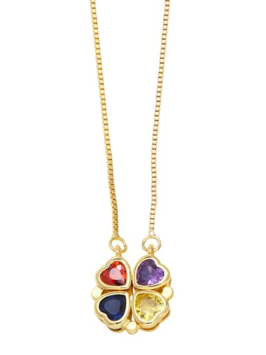 Brass Cubic Zirconia Clover Vintage Necklace