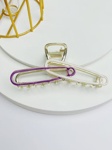 Purple white Alloy Enamel Vintage Geometric  Pin Jaw Hair Claw
