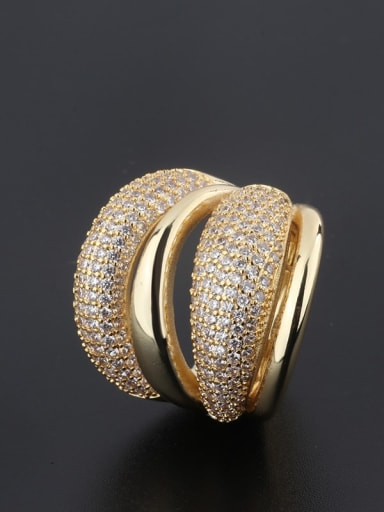 Brass Cubic Zirconia Geometric Luxury Statement Ring