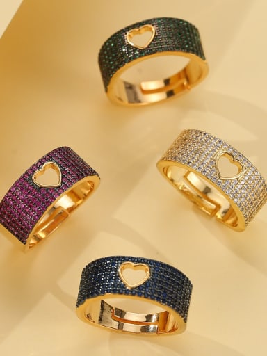 Brass Cubic Zirconia Heart Luxury Band Ring