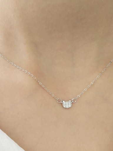 925 Sterling Silver Cubic Zirconia Heart Minimalist Choker Necklace