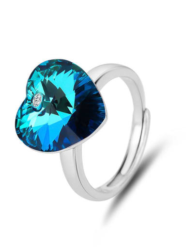 JYJZ 001 (Gradient Blue) 925 Sterling Silver Austrian Crystal Heart Classic Ring