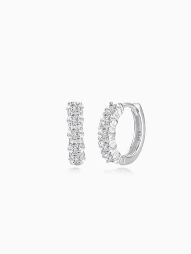 925 Sterling Silver Cubic Zirconia Geometric Minimalist Huggie Earring