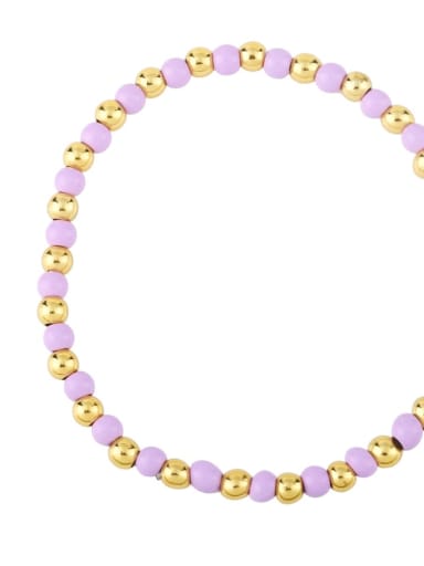 purple Brass Round Bead Hip Hop Beaded Bracelet