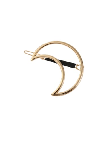 Gold, black leather tube Alloy Minimalist Hollow Moon  Hair Pin