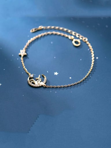 925 Sterling Silver Cute unicorn diamond star moon  Bracelet