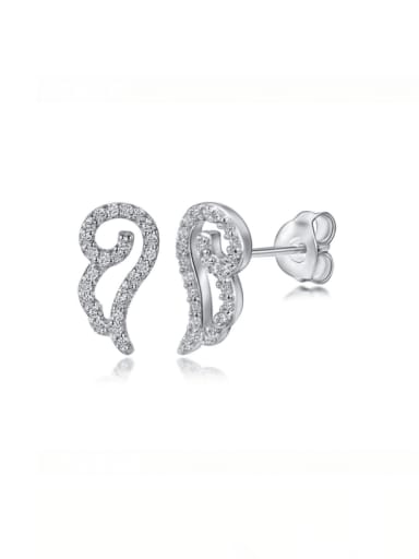 925 Sterling Silver Cubic Zirconia Wing Classic Stud Earring