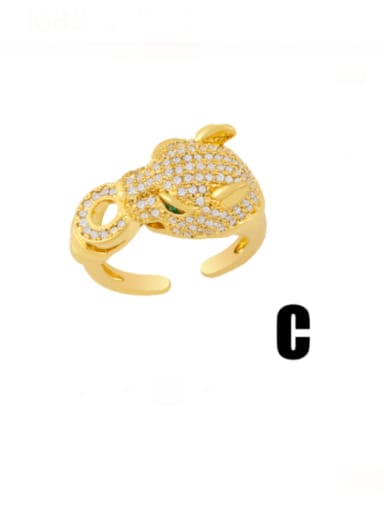 C Brass Cubic Zirconia Leopard Vintage Band Ring