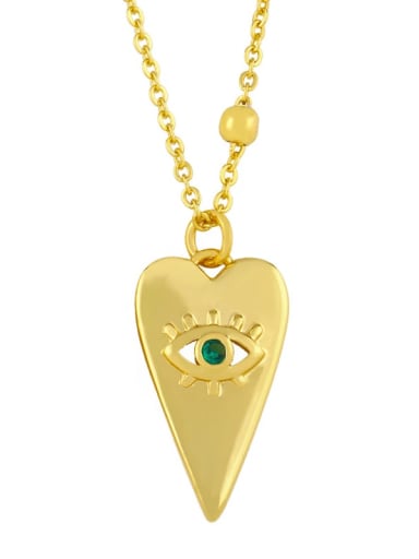 green Brass Rhinestone Triangle Vintage  pendant Necklace