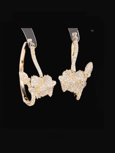 All white zirconium Brass Cubic Zirconia Flower Luxury Cluster Earring