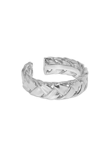 Platinum [13 adjustable] 925 Sterling Silver Geometric Vintage Band Ring