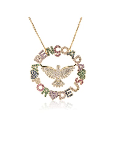 Copper Cubic Zirconia Luxury Letter  Heart pendant Necklace