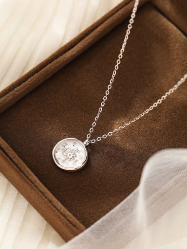 NS1053  Platinum 925 Sterling Silver Geometric Minimalist Necklace