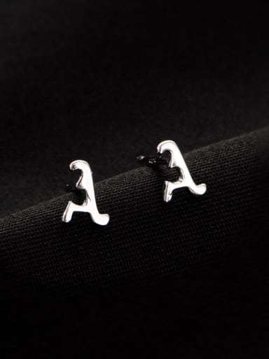ES2100 [A] 925 Sterling Silver Letter Minimalist Stud Earring