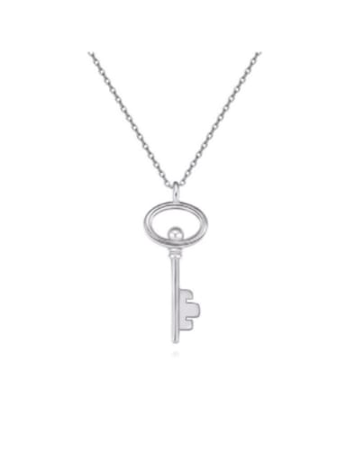 925 Sterling Silver With Gold Plated Simplistic Smooth  Key Pendant Necklaces