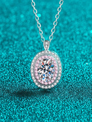925 Sterling Silver Moissanite Oval Classic Necklace