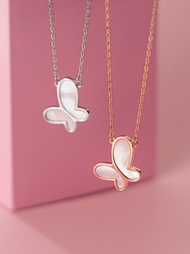 925 Sterling Silver Shell Butterfly Minimalist Pendant Necklace