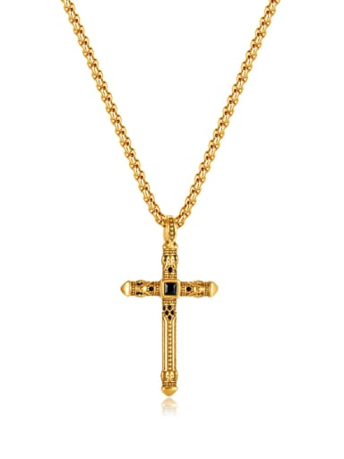 GX2342 Gold Single Pendant Stainless steel Cross Vintage Regligious Necklace