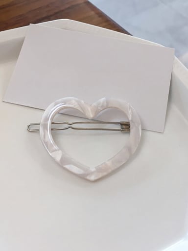 Gemstone white Cellulose Acetate Minimalist Hollow Heart Alloy Hair Pin