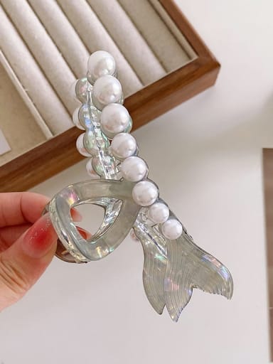 Light gray 11.6cm Cellulose Acetate Trend Fish Imitation Pearl Jaw Hair Claw