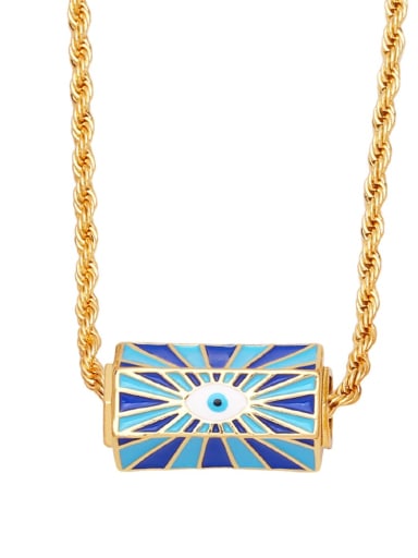 D (blue) Brass Cubic Zirconia Enamel Evil Eye Vintage Bag Pendant Necklace