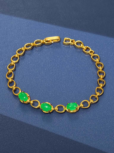 4 green Alloy Cubic Zirconia Geometric Vintage Bracelet