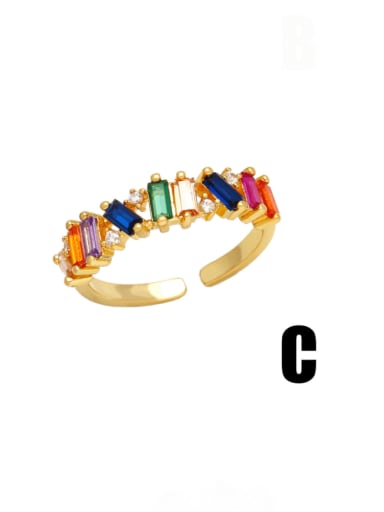 C Brass Cubic Zirconia Geometric Minimalist Band Ring