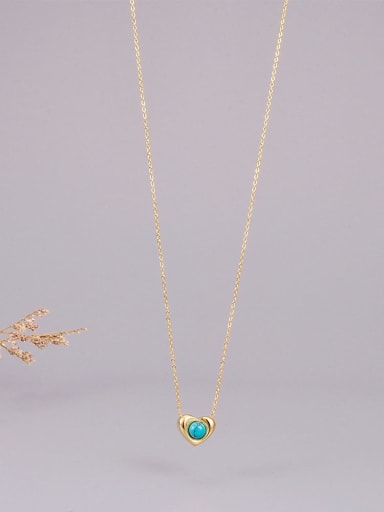 Titanium Steel Turquoise Heart Minimalist Necklace