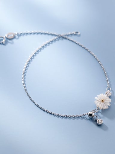 925 Sterling Silver Shell  Flower Minimalist Anklet