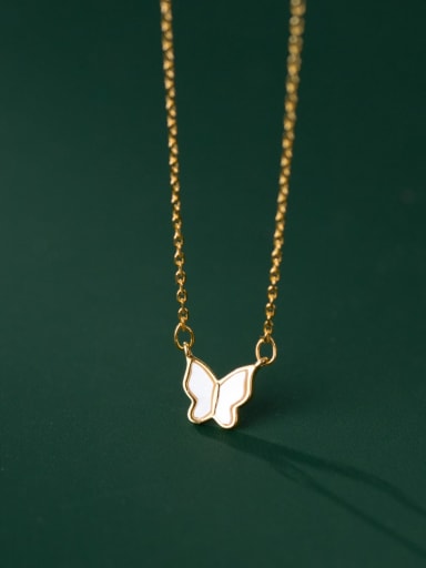 Gold 925 Sterling Silver Shell Butterfly Minimalist Necklace