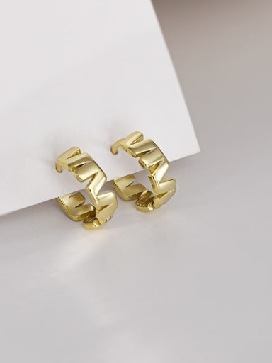 ES1993 gold 925 Sterling Silver Geometric Minimalist Huggie Earring