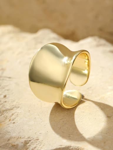 RS567 Gold 925 Sterling Silver Geometric Trend Band Ring