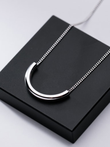 925 Sterling Silver  Minimalist Simple smooth semicircular arc  Necklace