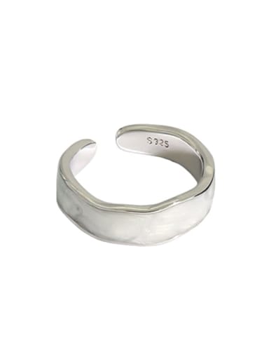 Platinum [white gutta percha] 925 Sterling Silver Enamel Round Vintage Band Ring