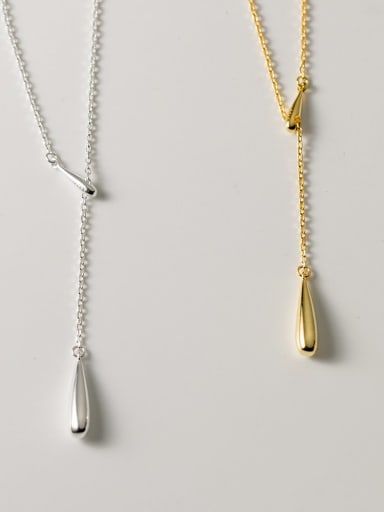 925 Sterling Silver Water Drop  Minimalist Tassel Necklace