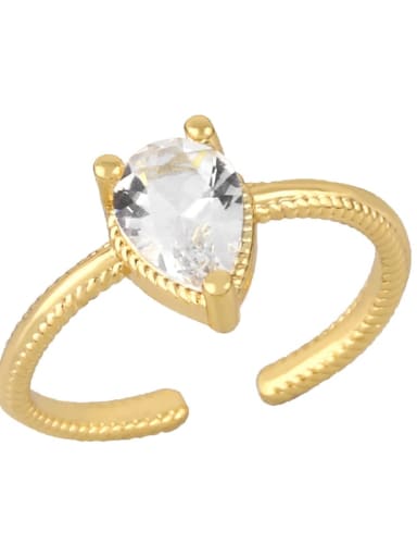white Brass Cubic Zirconia Water Drop Vintage Band Ring