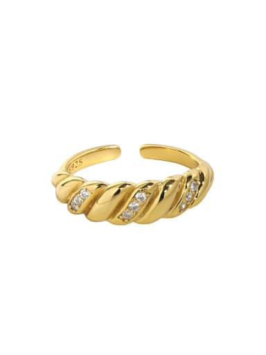 18K gold [15 adjustable] 925 Sterling Silver Rhinestone Irregular Vintage Band Ring