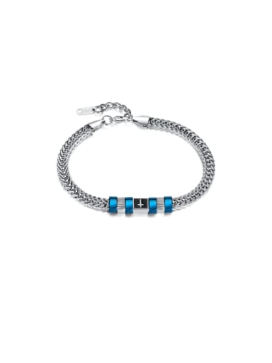 GS1456 Steel Bracelet Chain Blue Titanium Steel Glass Stone Geometric Hip Hop Link Bracelet