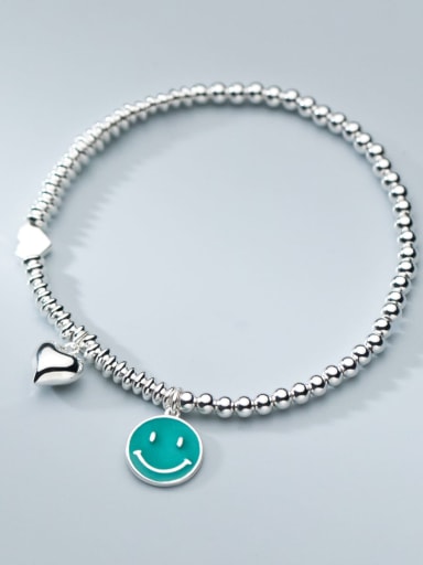 925 Sterling Silver Enamel Geometric Minimalist Beaded Bracelet