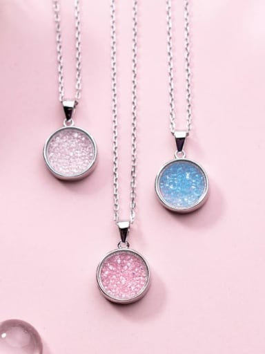925 Sterling Silver Cubic Zirconia Multi Color Round Necklace