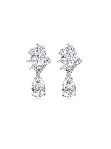 Brass Cubic Zirconia Water Drop Luxury Cluster Earring