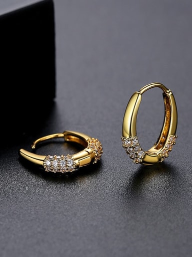 E21051503 18K Brass Cubic Zirconia Geometric Trend Huggie Earring
