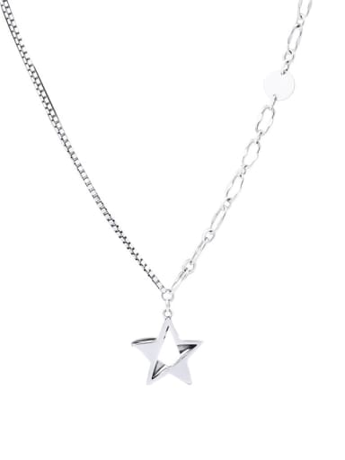 925 Sterling Silver  Vintage Asymmetric chain Star Pendant Necklace
