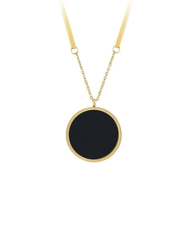 Titanium Steel Black Acrylic Round Trend Necklace